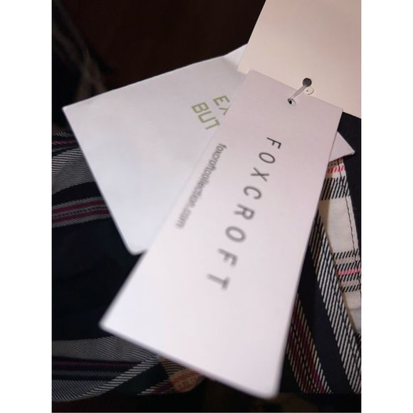 NWT Plus Size Foxcroft Black White Pink Check Button Up Shirt Size 22W - Picture 4 of 7